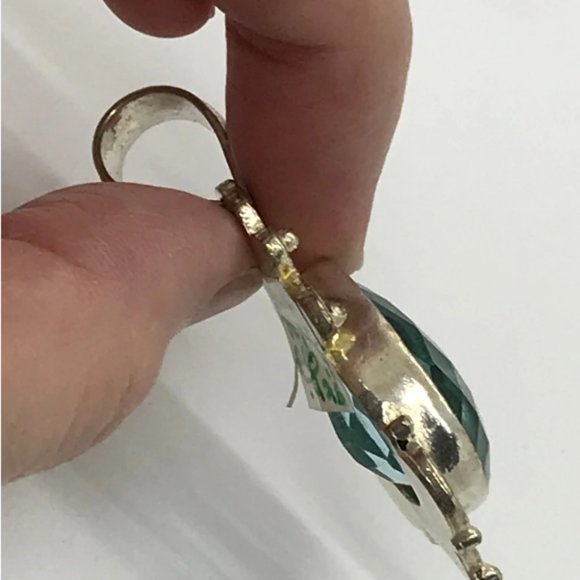 Sterling Silver Swiss Blue Topaz Teardrop Pendant - Picture 6 of 12